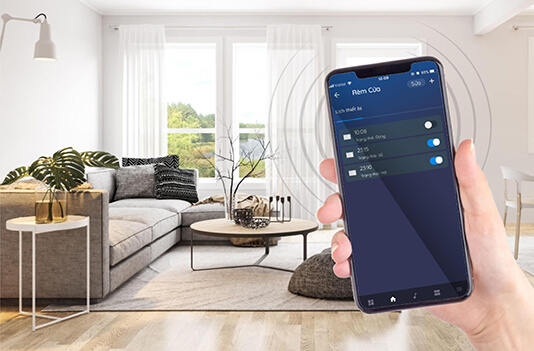 Điều khiển rèm cửa tự động thông qua hẹn giờ đóng mở rèm