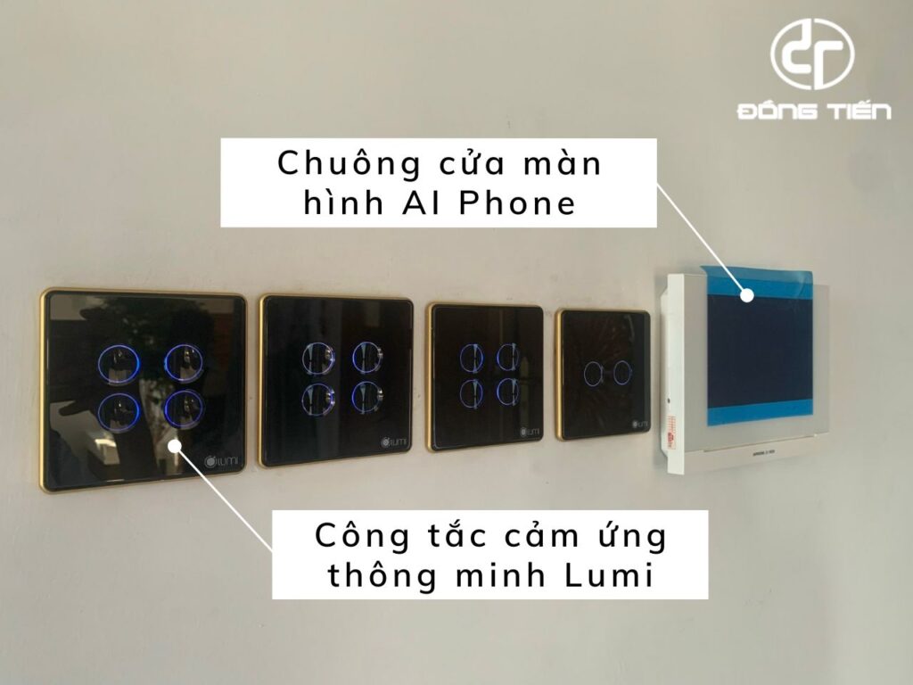 Công tắc cảm ứng thông minh Lumi và chuông cửa màn hình AI Phone được gia chủ lựa chọn lắp đặt cho căn biệt thự của mình
