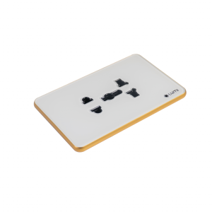 Ổ cắm Luso trắng viền bo champagne