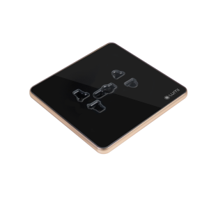 Ổ cắm Luso đen viền bo champagne