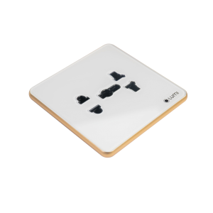 Ổ cắm Luso trắng viền bo vàng